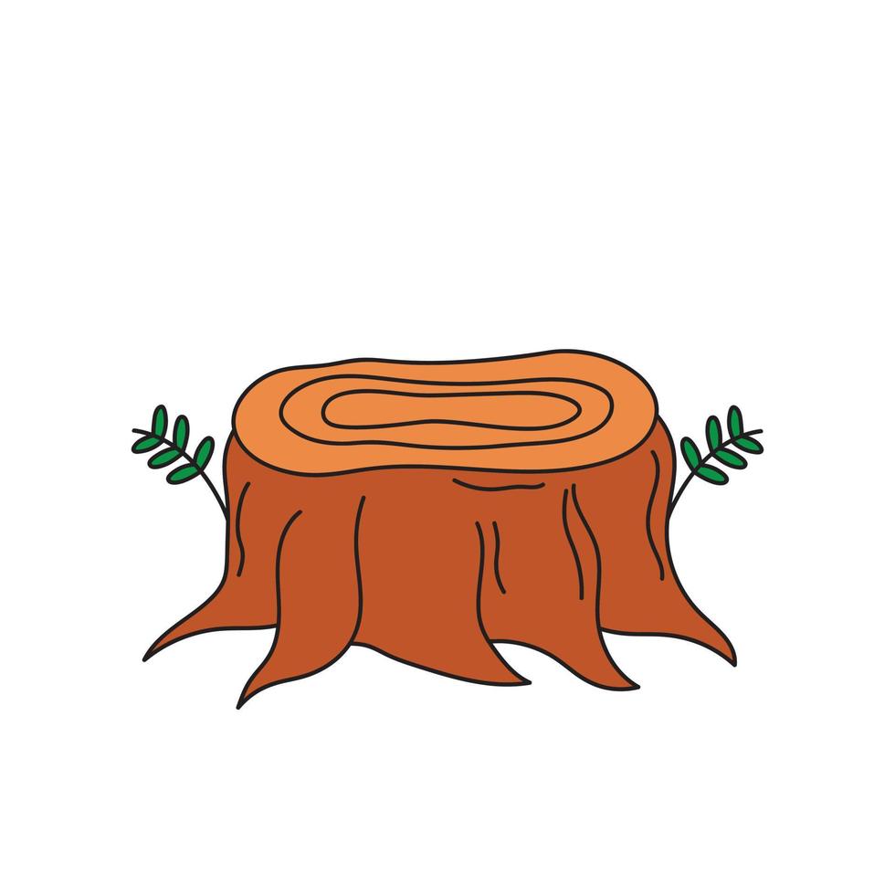 vector illustration of Hand drawn color children tree stump