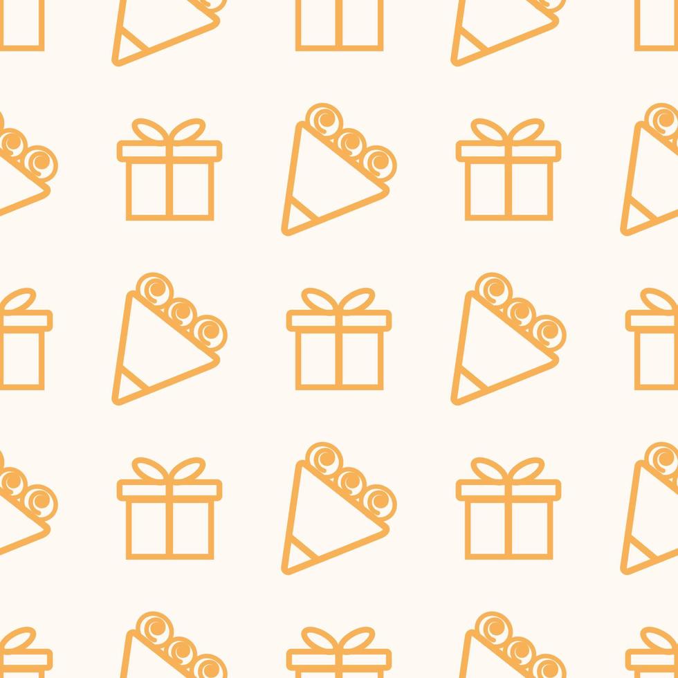 A pattern of a gift and a bouquet vector