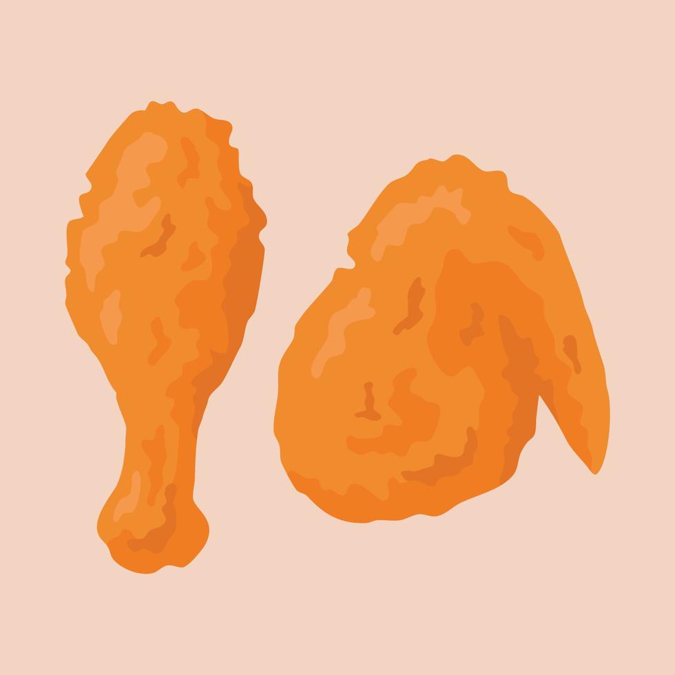 ilustración de pollo crujiente frito con harina vector