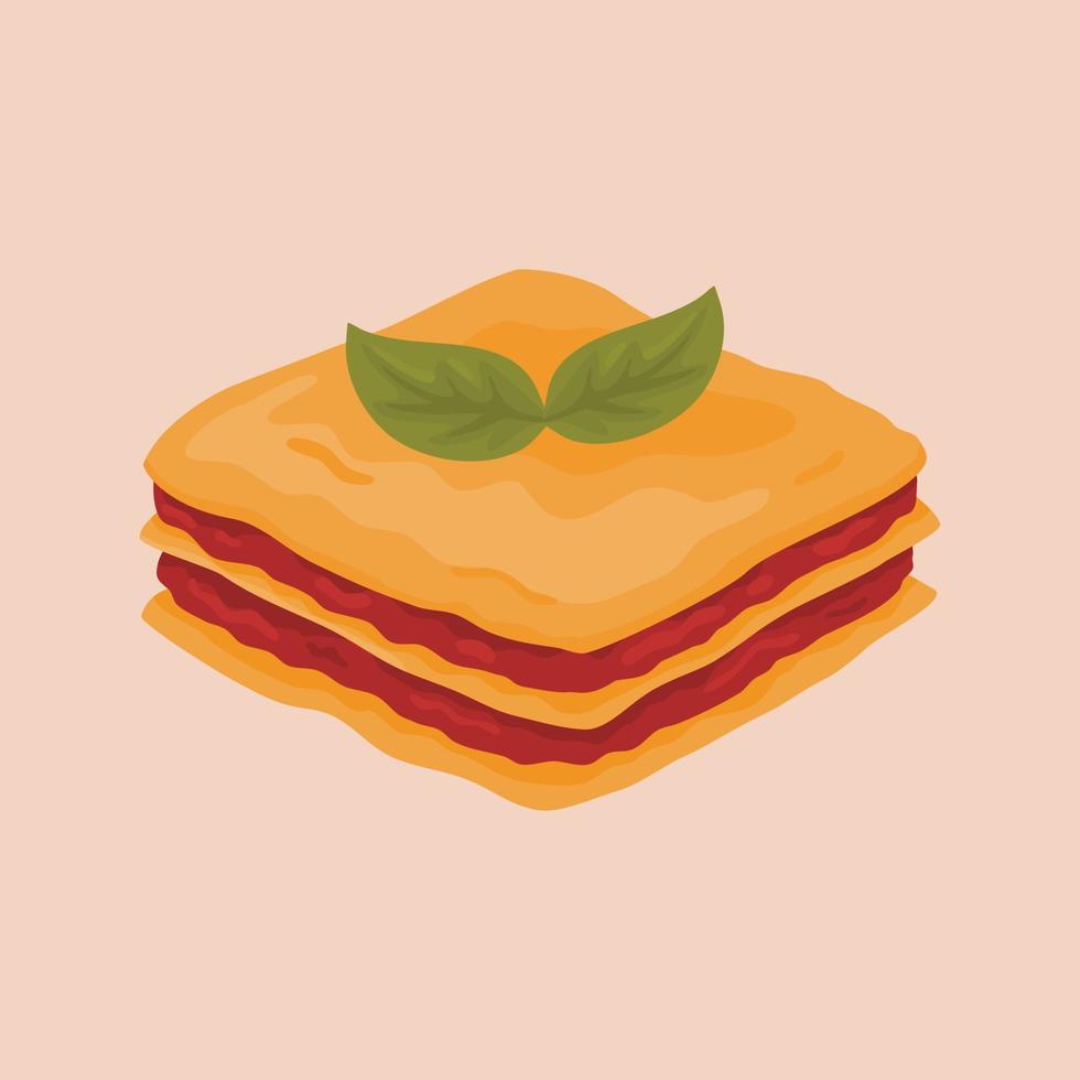 Close-up illustration of a lasagna snack vector