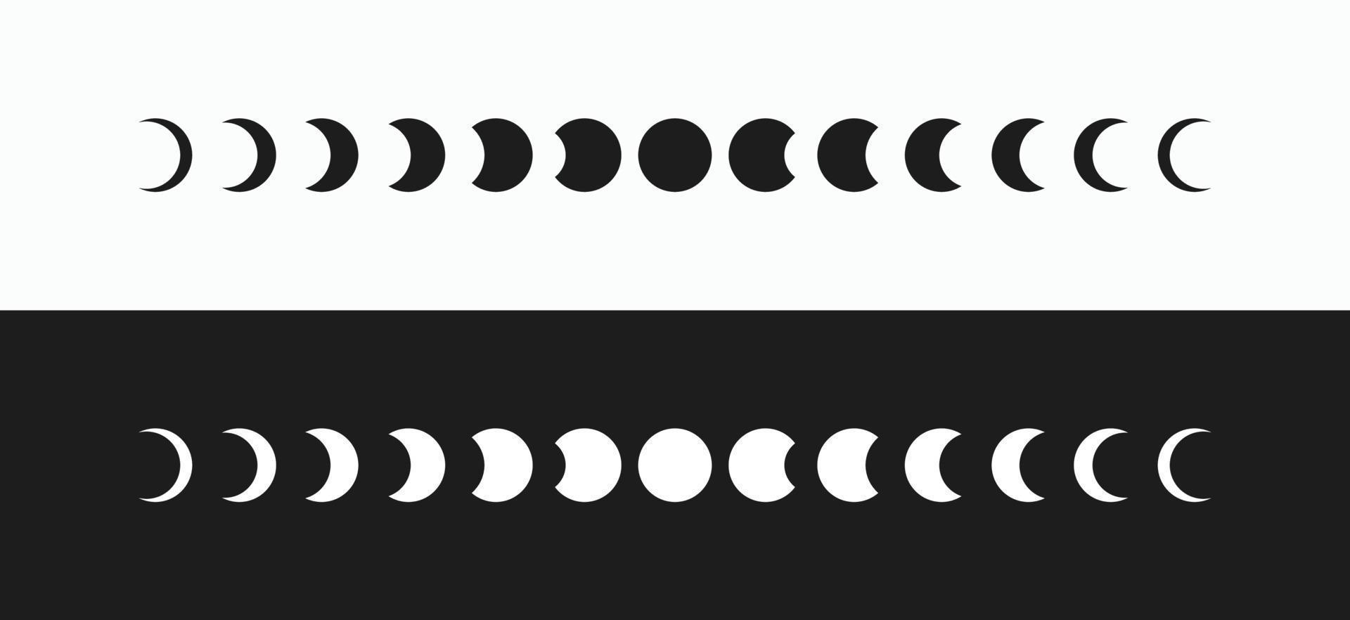 Set of Moon phases icons. Moon phases astronomy icon vector template