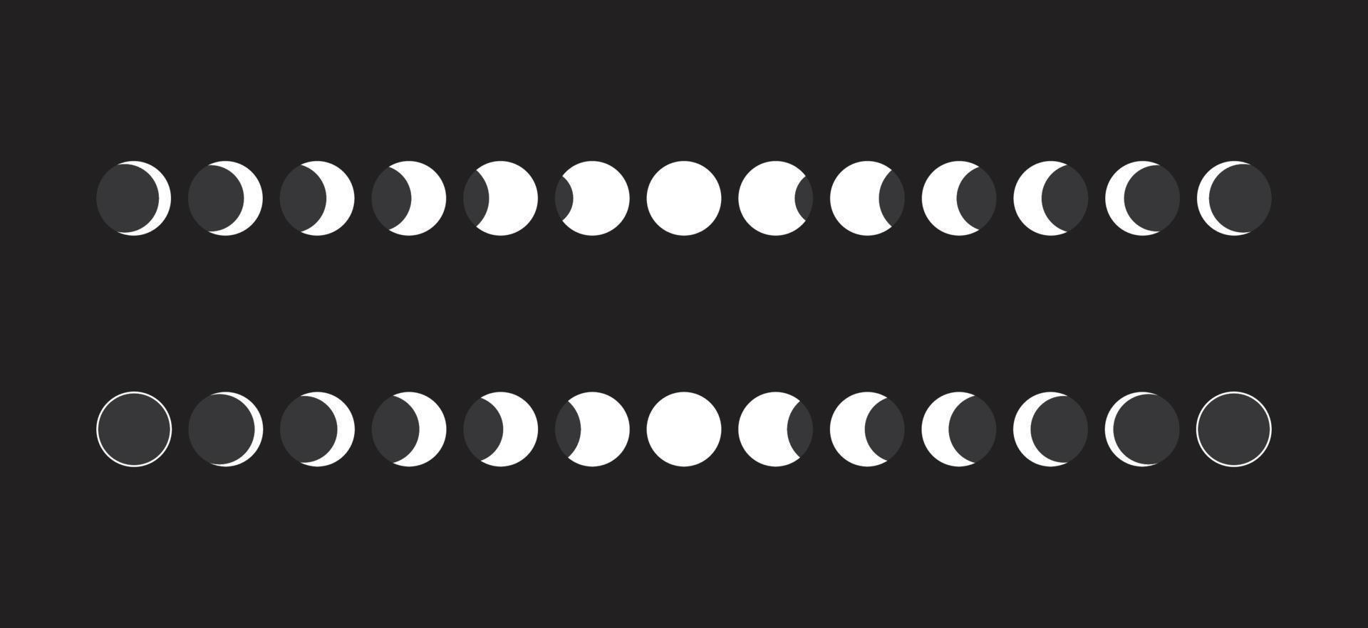 Moon phases icon. Moon phases astronomy icon set vector template