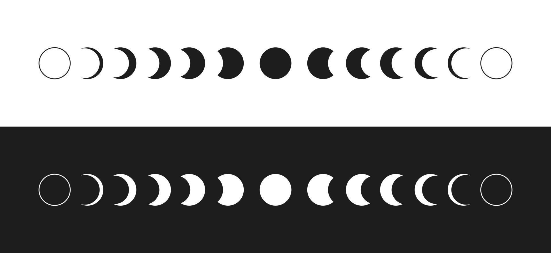 Moon phases flat icon vector. Set of Moon phases icons. vector