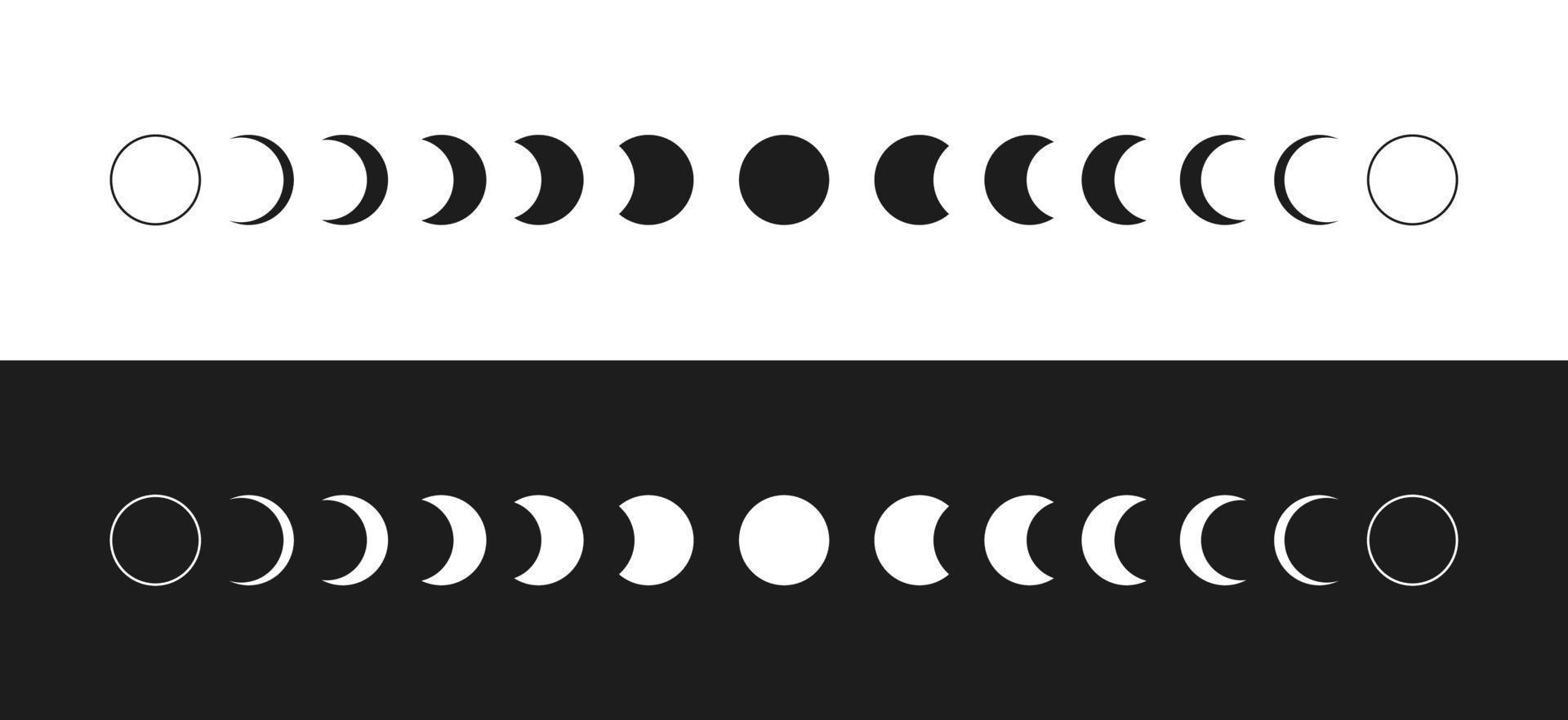 Moon phases flat icon vector. Set of Moon phases icons. vector