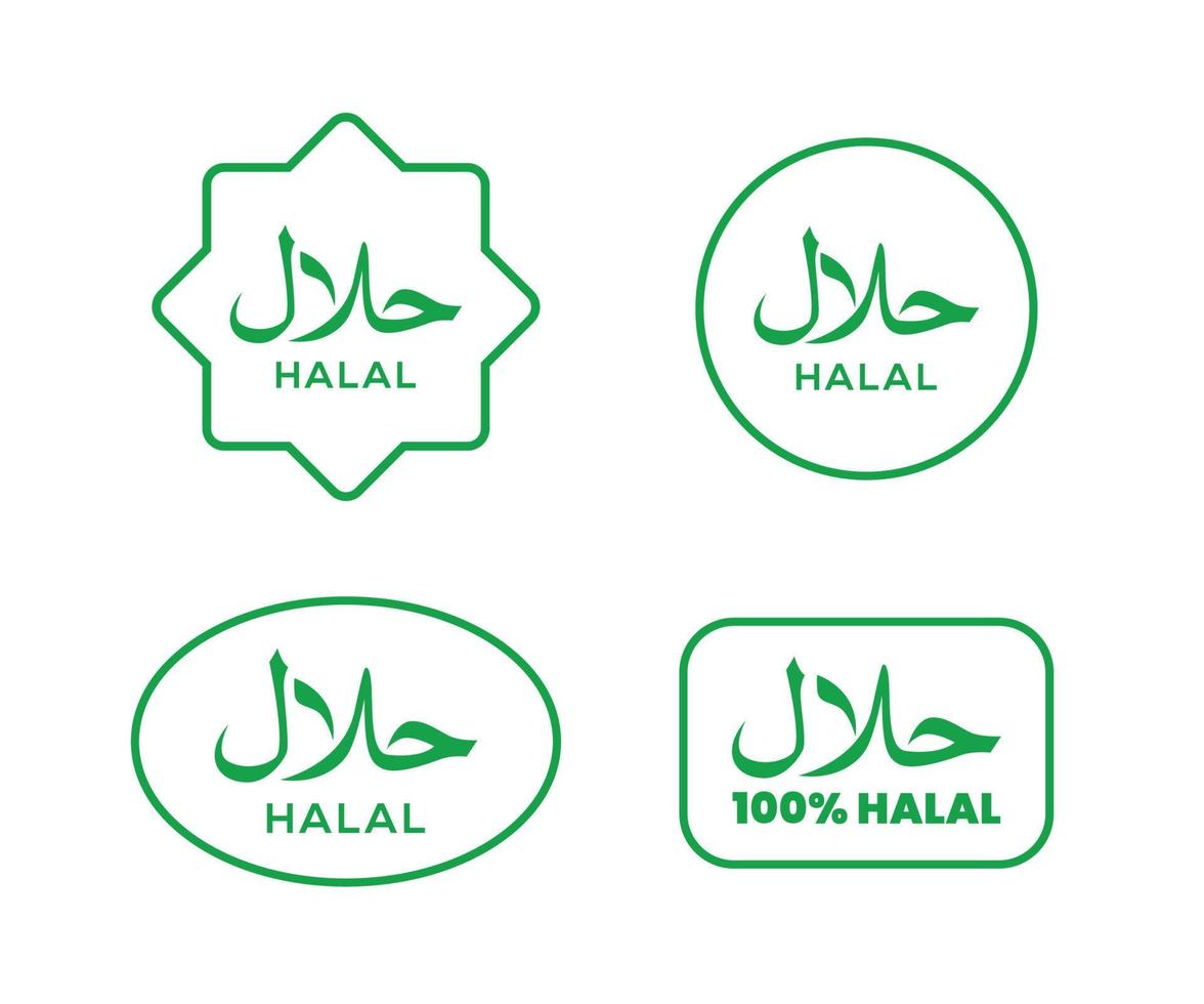 colección de etiquetas de alimentos halal. diseño de letreros halal vector