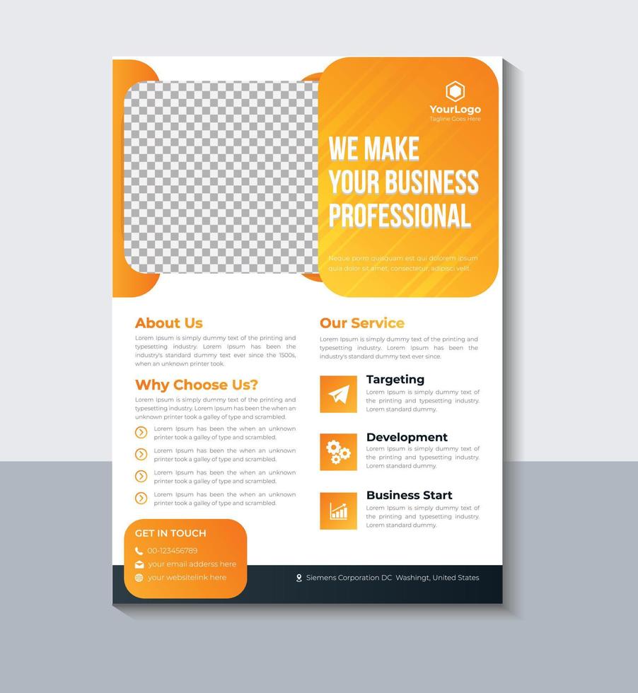 Modern Business Flyer Design, Corporate Flyer Template, Brochure Design, Marketing, Pro Vector
