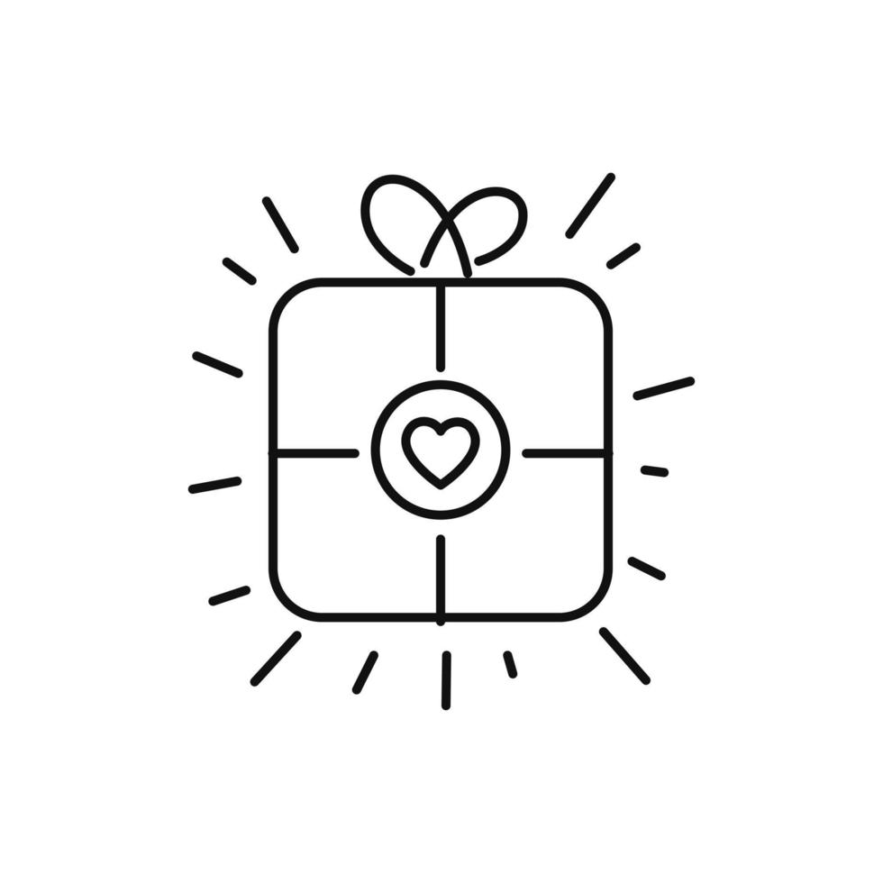 regalo amor corazón regalar navidad ocasión cumpleaños icono diseño plano vector
