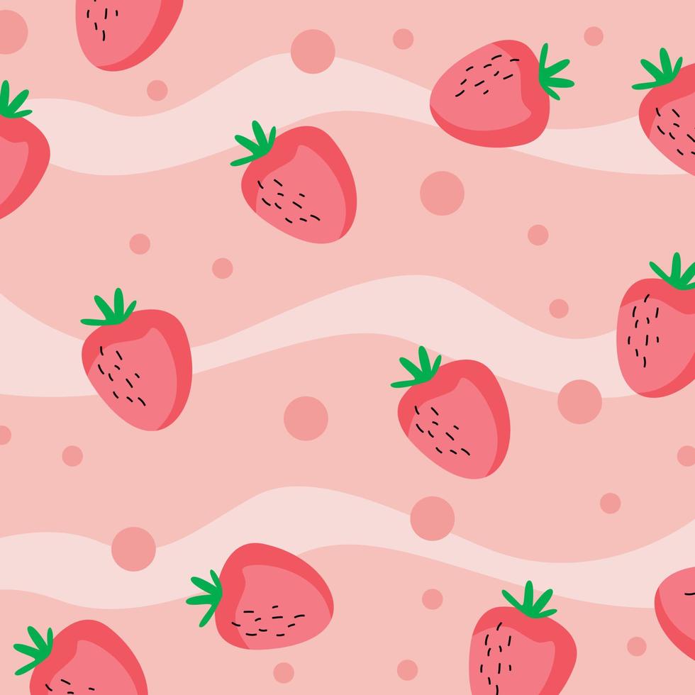 Cute Strawberry Fruit Sweet Pattern Texture Background Banner Design Vector, Strawberry Pattern girly vector