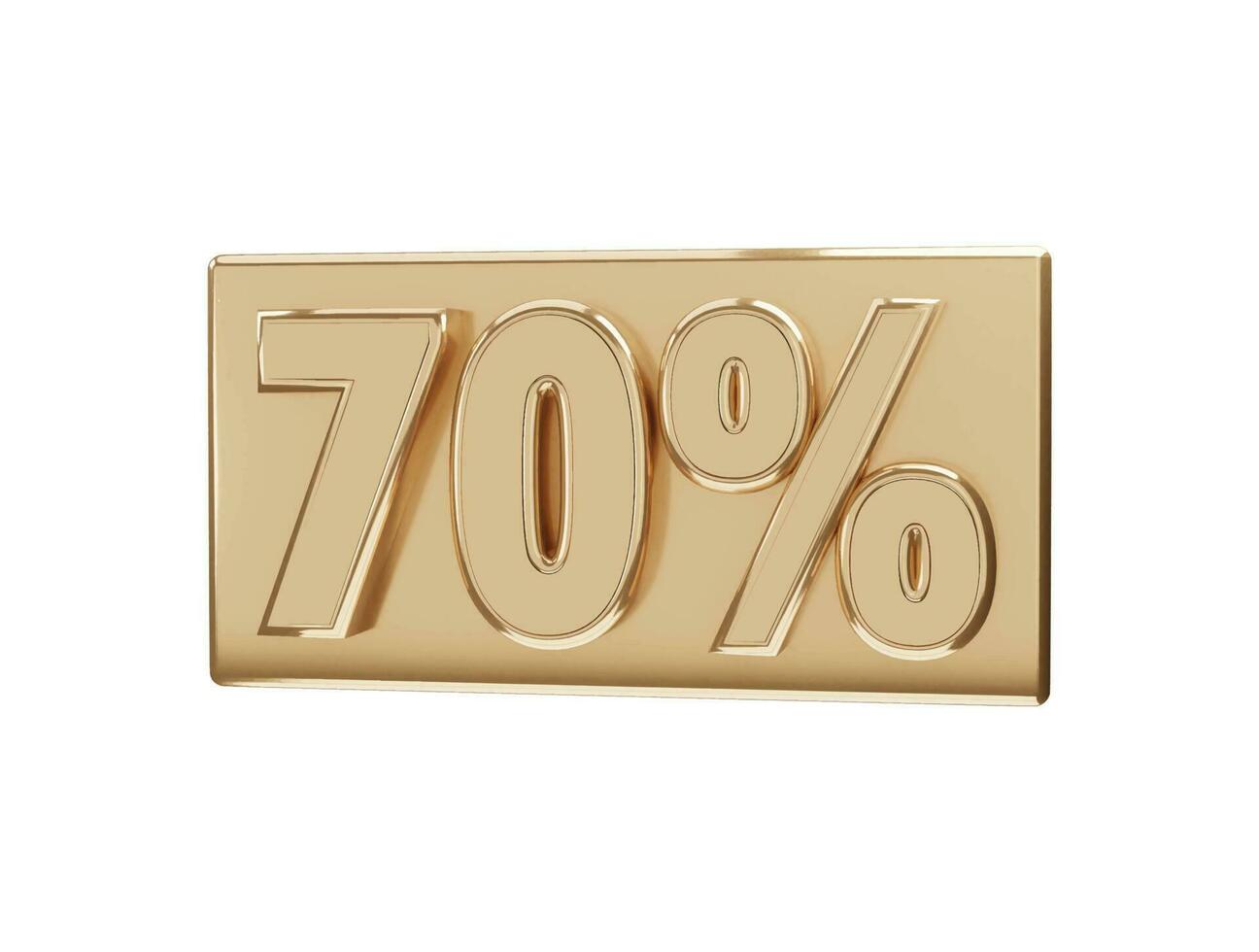 70 percent Golden number with 3d rendering vector