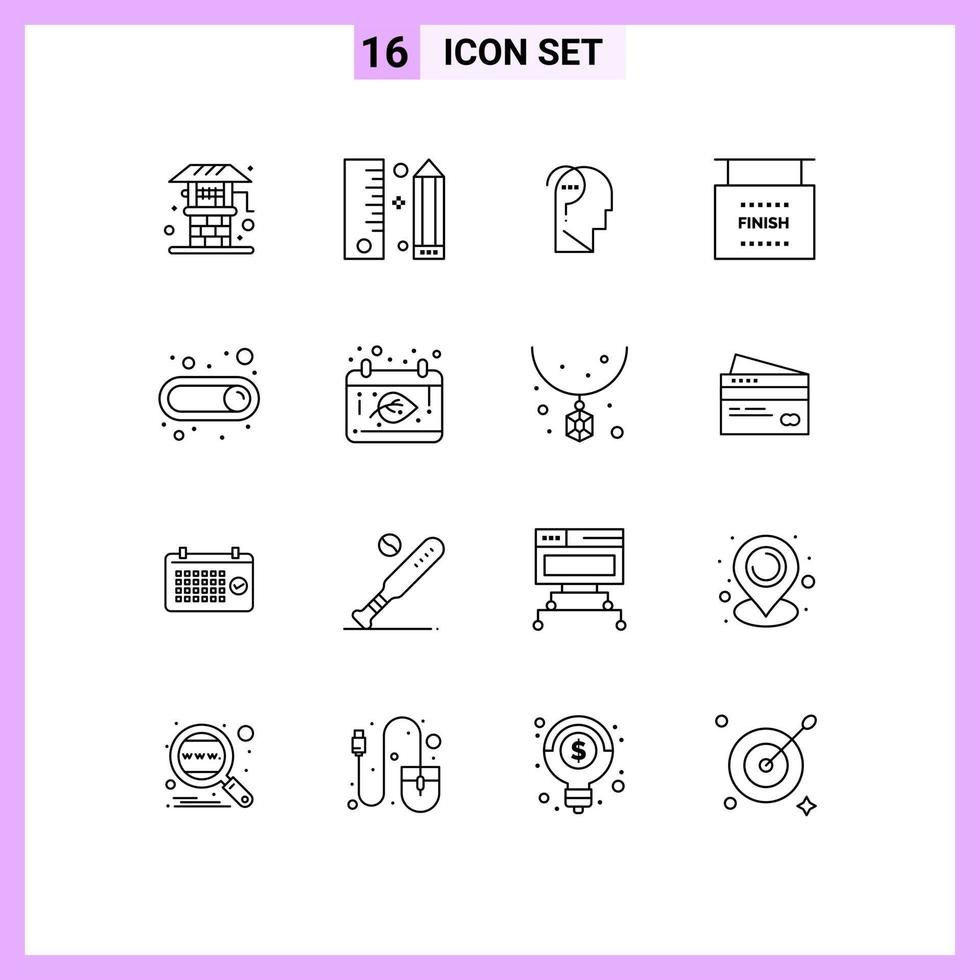 Pictogram Set of 16 Simple Outlines of on game programing finish question Editable Vector Design Elements