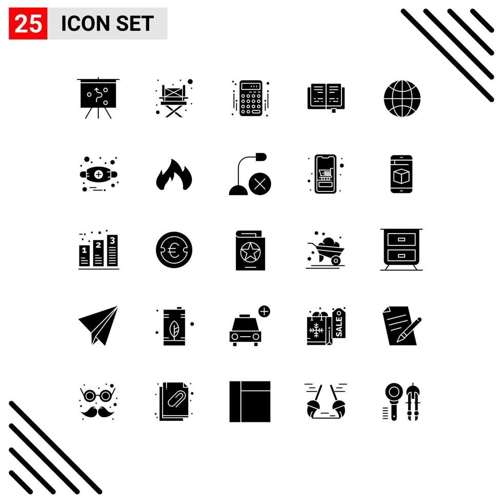 Mobile Interface Solid Glyph Set of 25 Pictograms of allergies iot banking internet of things knowledge Editable Vector Design Elements