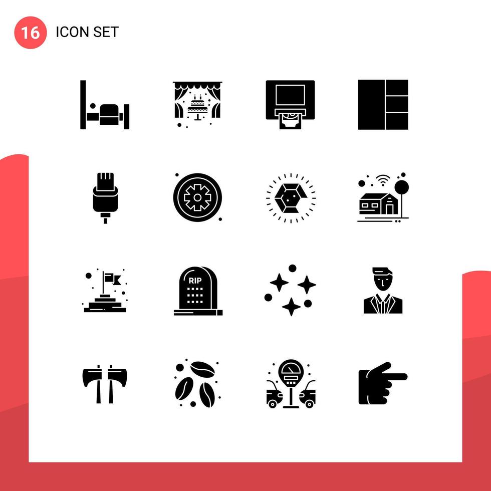 16 iconos creativos, signos y símbolos modernos de salud, relámpago, conector de efectivo, cable, elementos de diseño vectorial editables vector