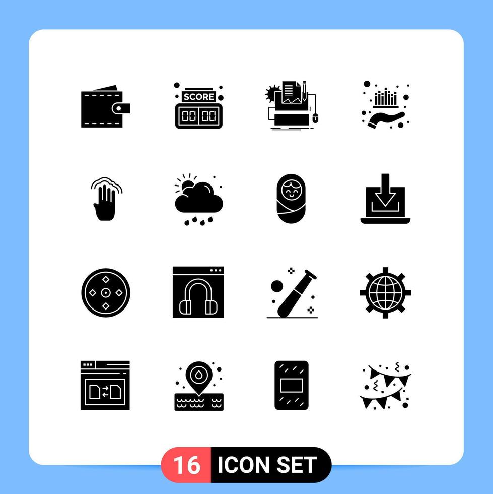 Modern Set of 16 Solid Glyphs Pictograph of wealth management type writer investment keyboard Editable Vector Design Elements