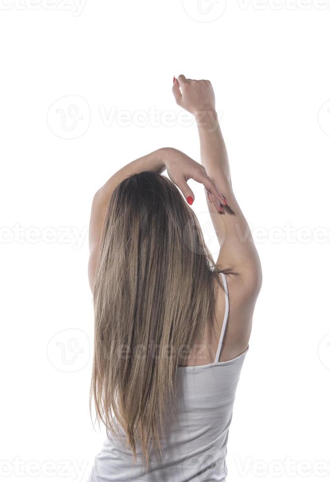 mujer ató su cabello foto