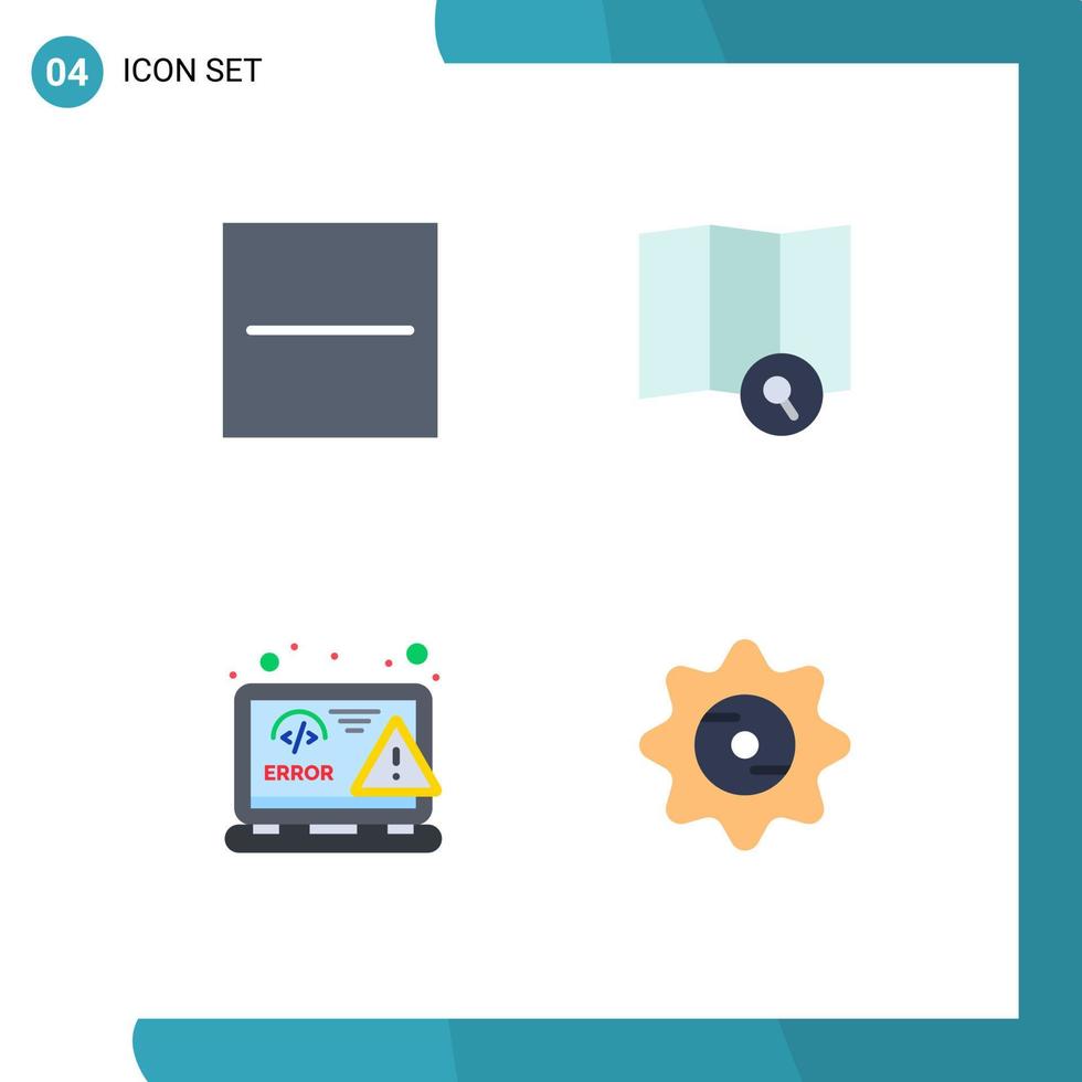 4 paquete de iconos planos de interfaz de usuario de signos y símbolos modernos de elementos de diseño vectorial editables de html menos error de búsqueda vector
