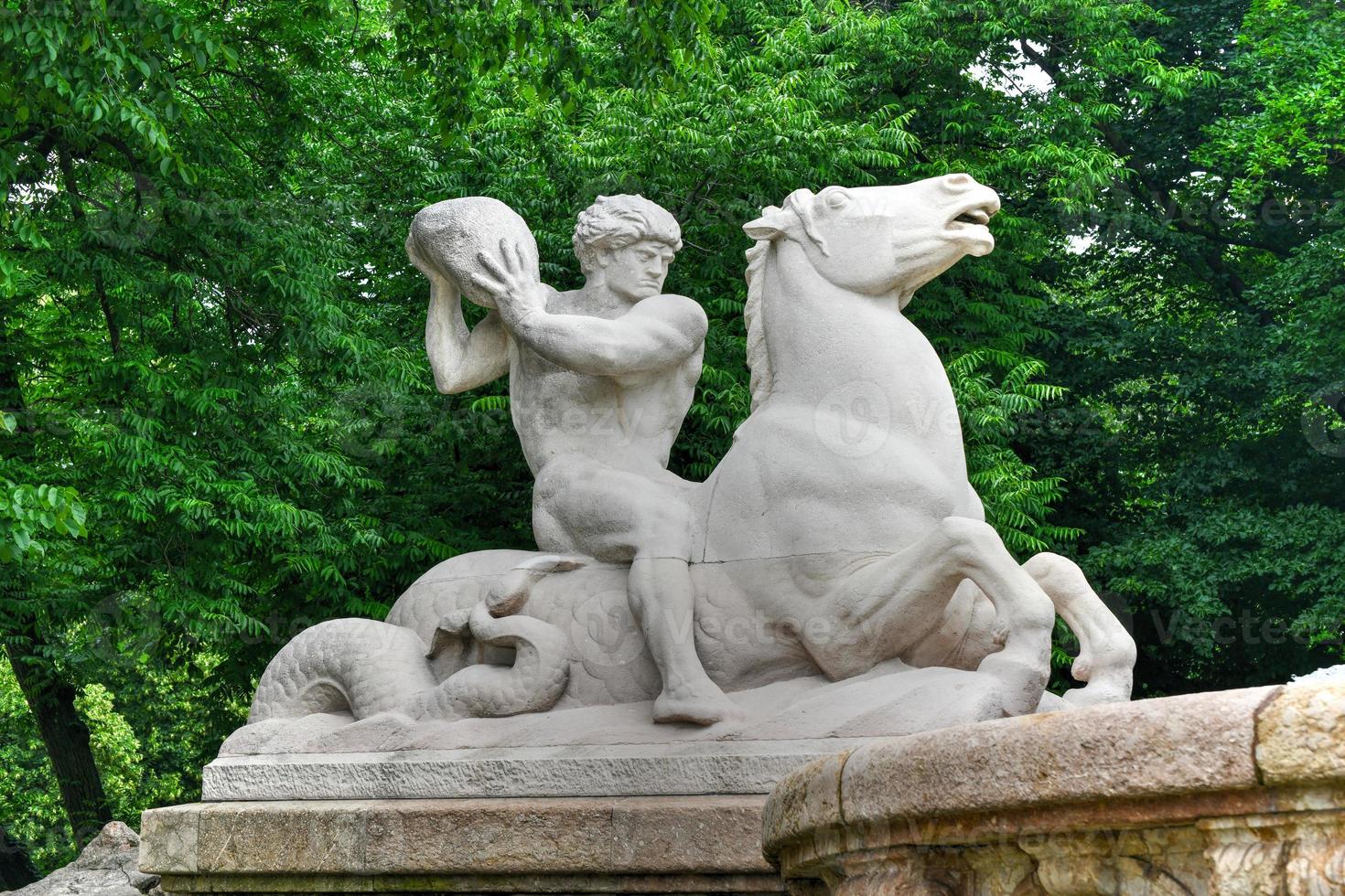 The famous Wittelsbach Fountain built in 1895, Lenbachplatz, Munich, Upper Bavaria, Germany. photo