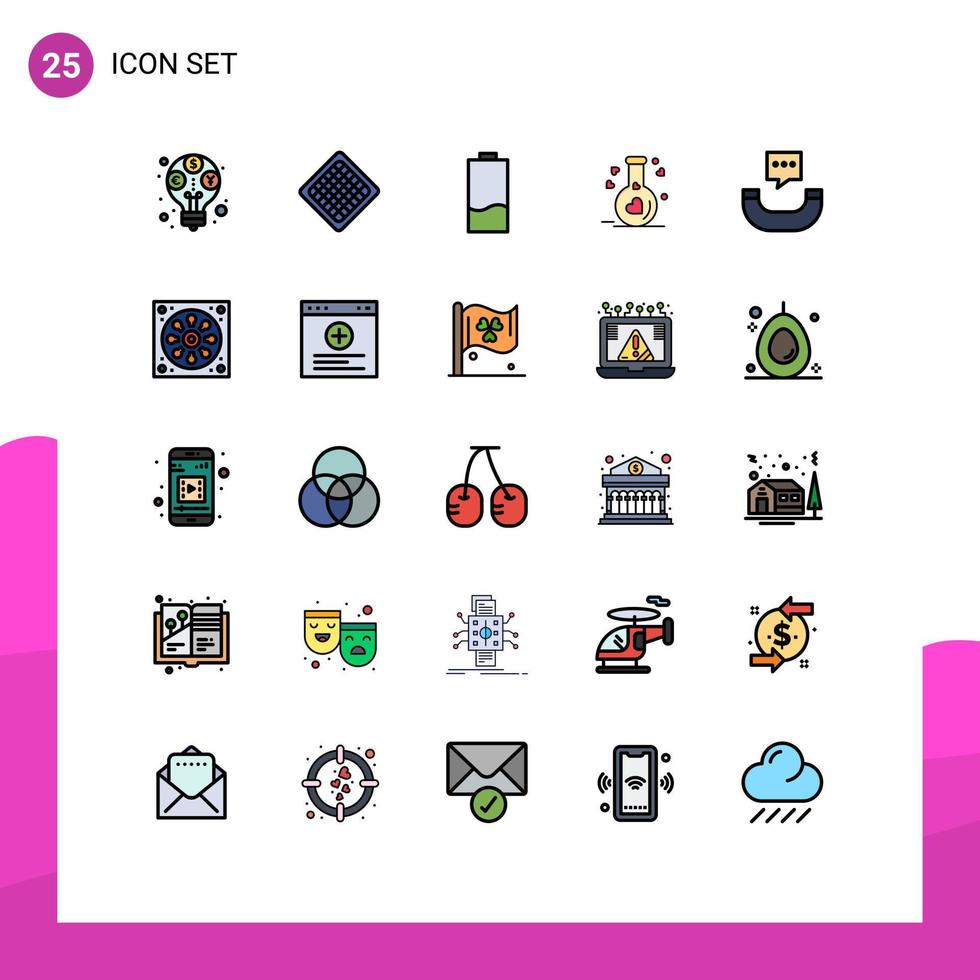 25 Creative Icons Modern Signs and Symbols of message heart battery love low Editable Vector Design Elements