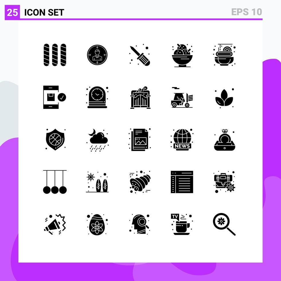 25 Creative Icons Modern Signs and Symbols of sweet ice cream resources dessert screw fixer Editable Vector Design Elements