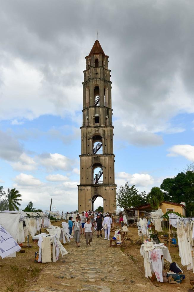 Manaca Iznaga, Cuba - Jan 12, 2017 -  Historic slave watch tower in Manaca Iznaga, Valle de los Ingenios, Trinidad, Cuba. It is the tallest lookout tower ever built in the Caribbean sugar region. photo