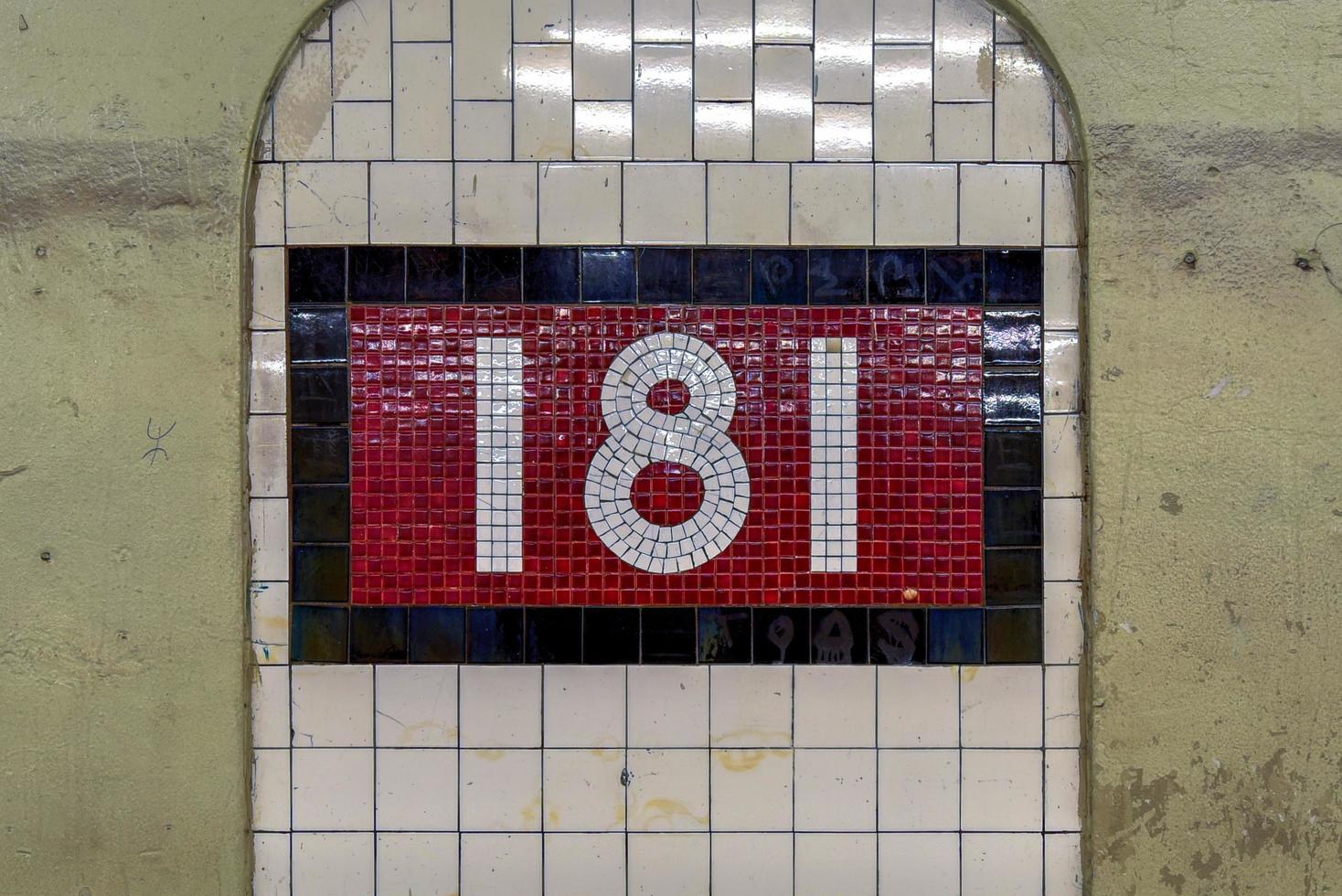 New York City - June 9, 2017 -  Detail in the 181 Street Subway Station in the Fort Washington neighborhood of in Manhattan, New York. photo