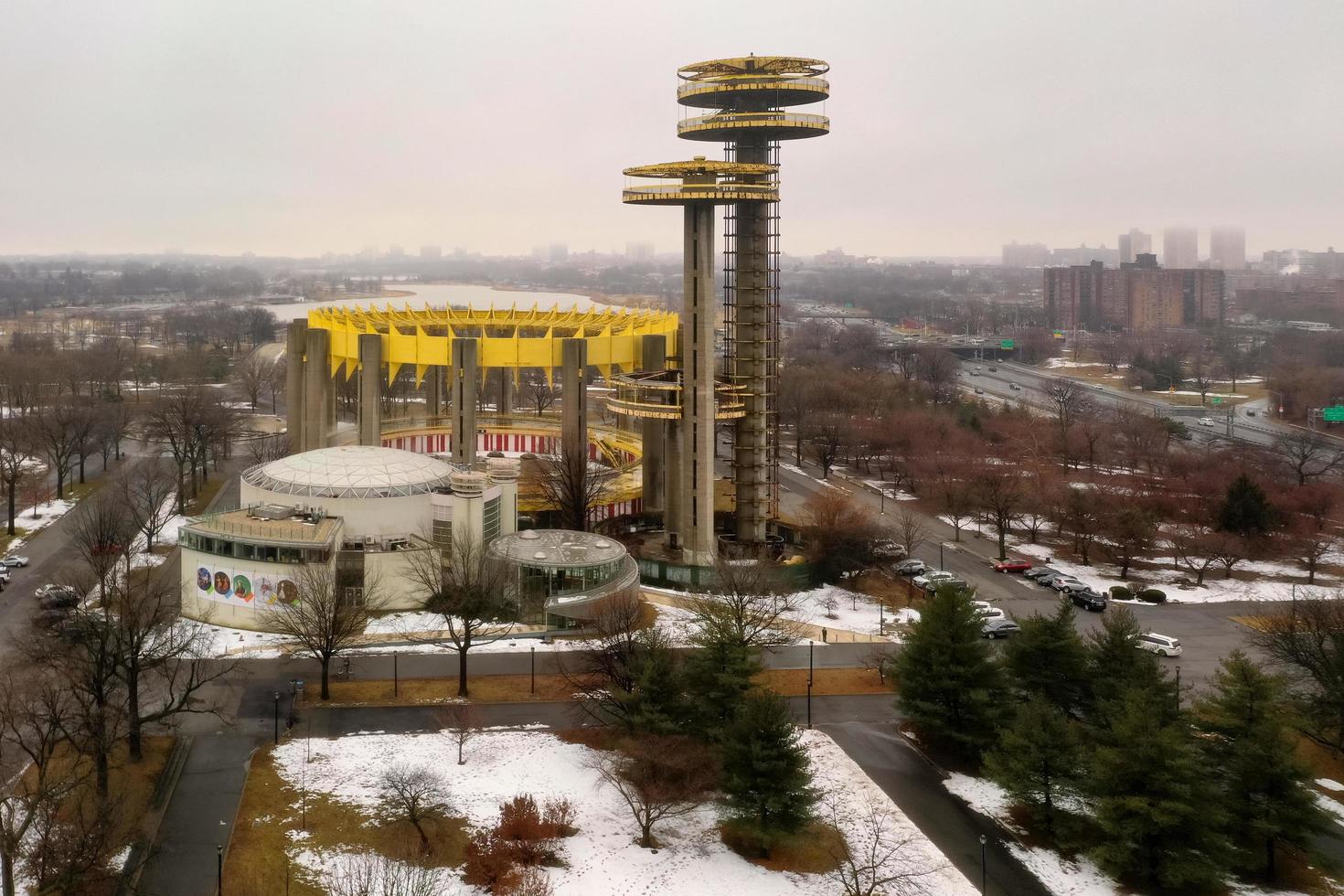 Queens, New York - March 10 2019 -  The New York State Pavilion, a remnant of the 1964 World's Fair located at Flushing Meadows-Corona Park photo