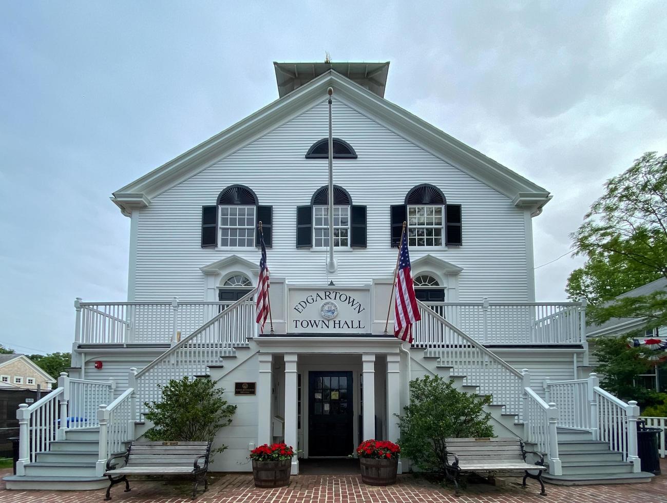 Edgartown, MA - July 5, 2020 -  Edgartown Town Hall, a local governent building in Edgartown, Massachusetts in Martha's Vineyard. photo