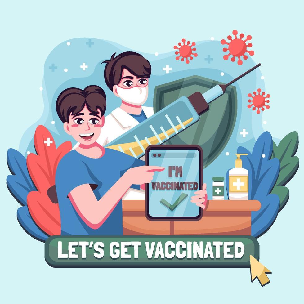 campaña de vacunación covid 19 vector