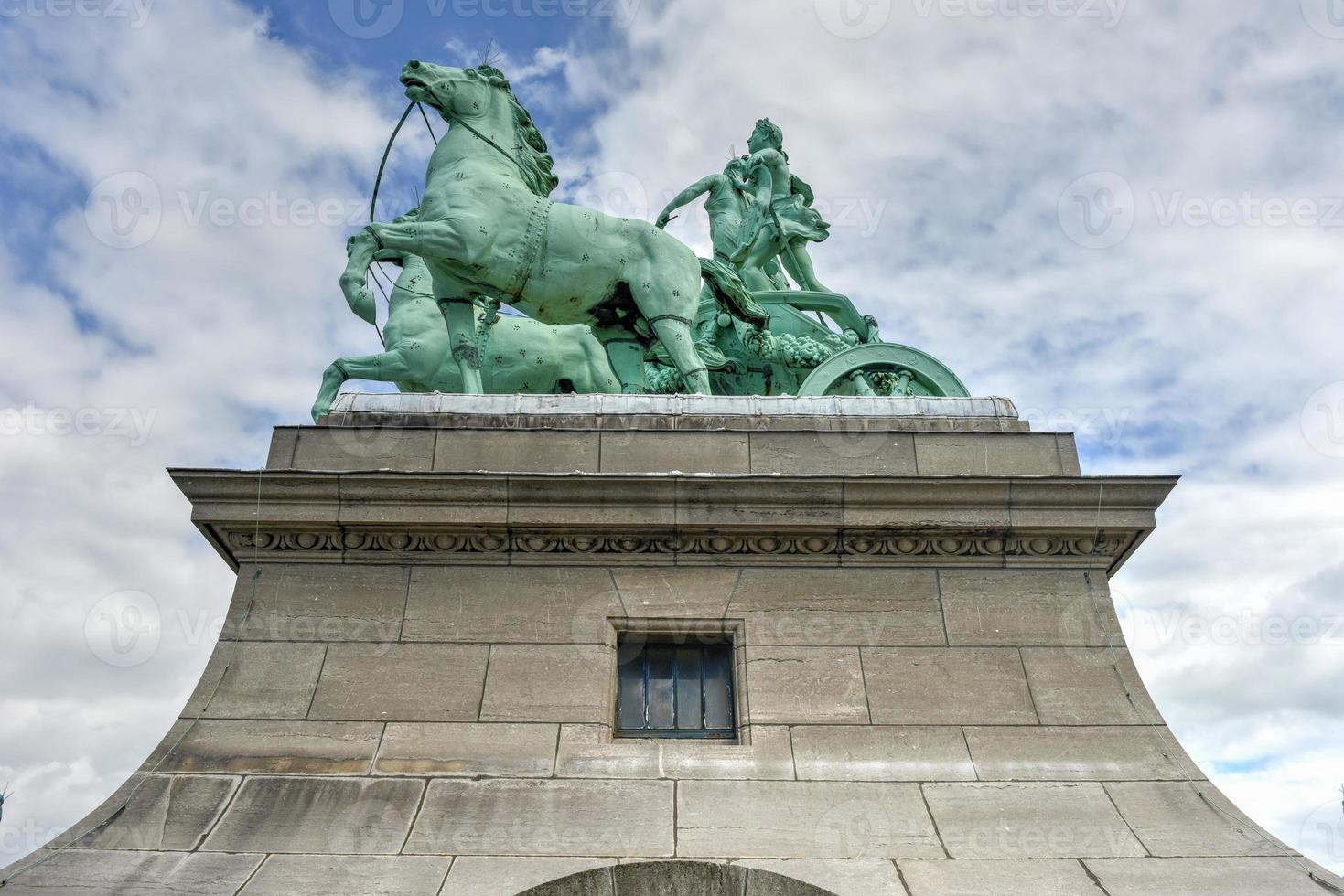 View from the Triumphal arch in Cinquantenaire park in Brussels, was planned for National Exhibition of 1880 to commemorate 50th anniversary of the independence of Belgium. photo