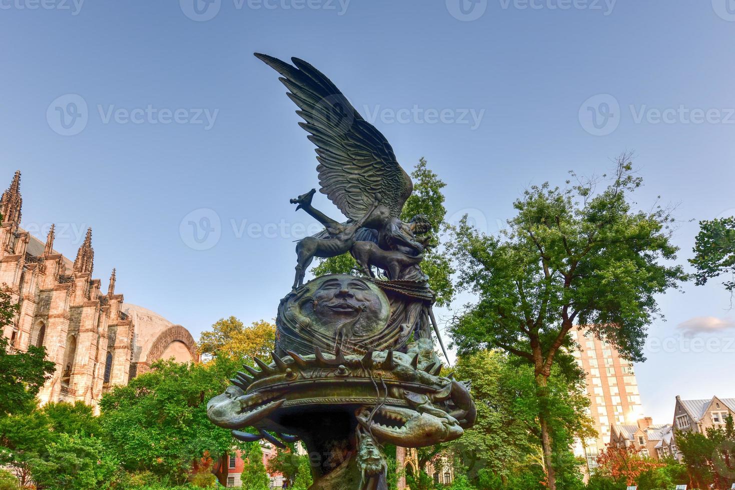 Peace Fountain located next to the Cathedral of Saint John the Divine in Morningside Heights in New York. photo