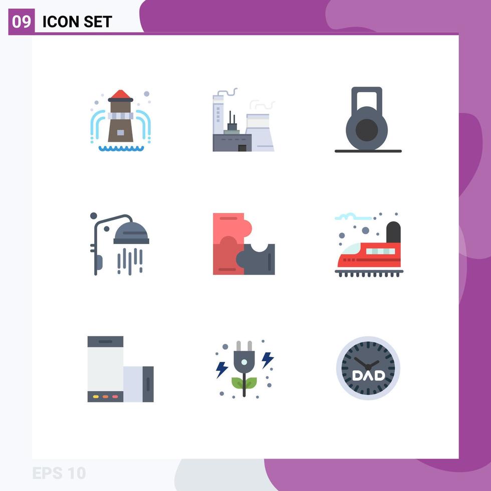 9 Creative Icons Modern Signs and Symbols of train railroad bathroom puzzle pieces puzzle Editable Vector Design Elements