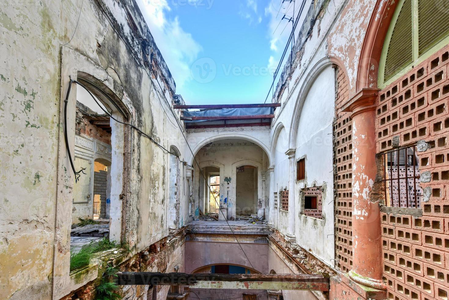 Old building in the process of collapsing in the Old Havana neighborhood of Havana, Cuba. photo