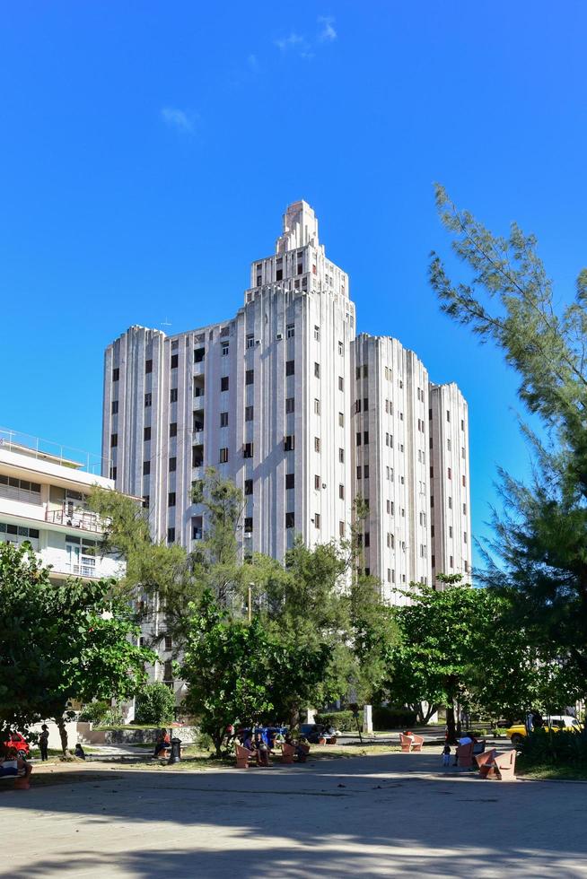 The Lopez Serrano Building in Vedado district of Havana, Cuba. It is considered the first Cuban skyscraper, 2022 photo