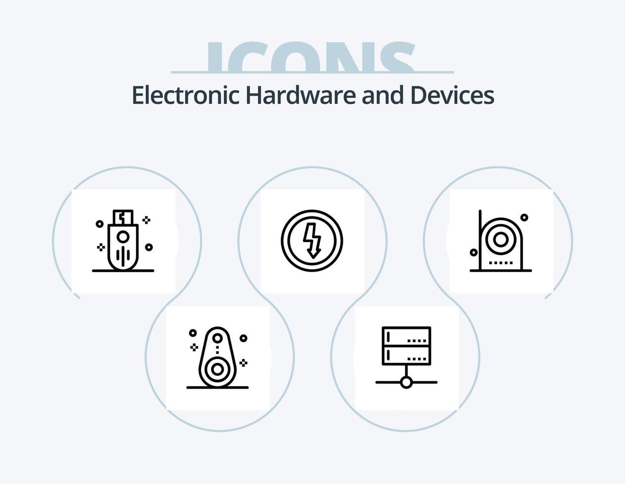 paquete de iconos de línea de dispositivos 5 diseño de iconos. dispositivos. enchufe. fotografía. eléctrico. placa giratoria vector