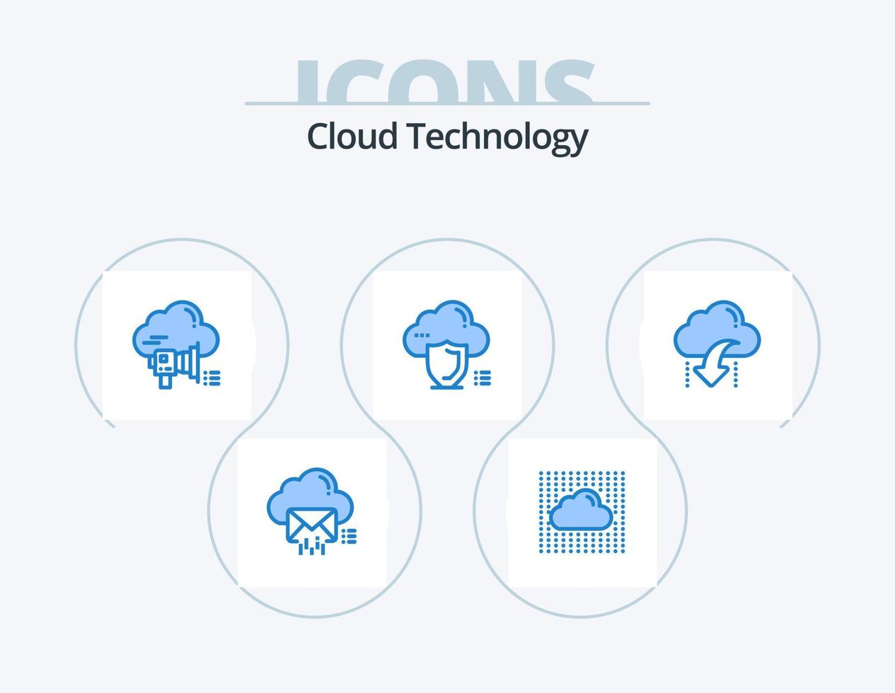 paquete de iconos azul de tecnología de nube 5 diseño de iconos. blindaje. nube. seguro. anuncio. promoción vector