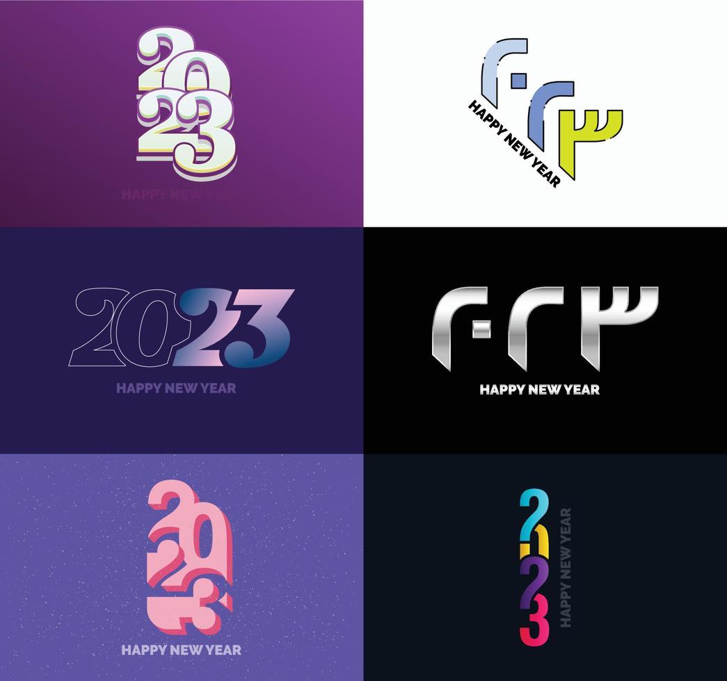 gran conjunto de 2023 feliz año nuevo diseño de texto de logotipo plantilla de diseño de número 2023 vector