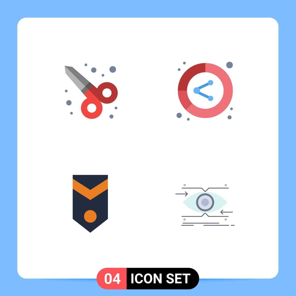 conjunto moderno de 4 iconos y símbolos planos, como diseño gráfico, análisis militar, rango de liderazgo, elementos de diseño vectorial editables vector