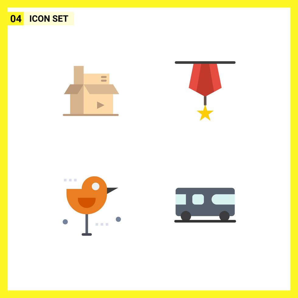 Pictogram Set of 4 Simple Flat Icons of content plain media decoration bird Editable Vector Design Elements