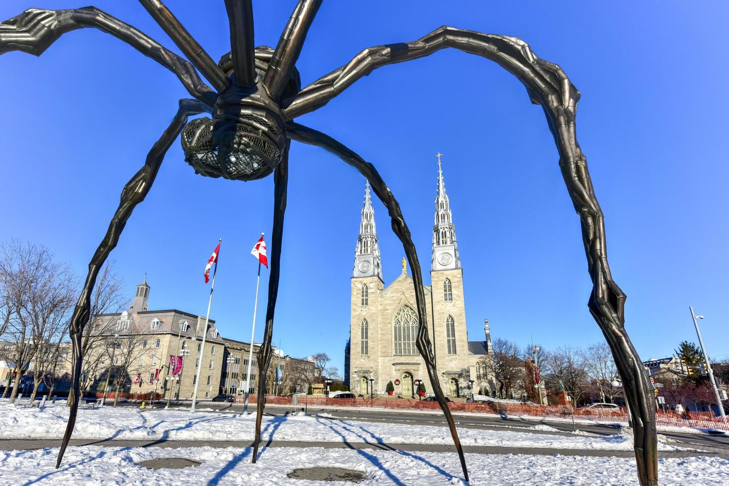 Spider sculpture in front the National Gallery of Canada, located in the capital city Ottawa, Ontario, is one of Canada's premier art galleries, 2022 photo