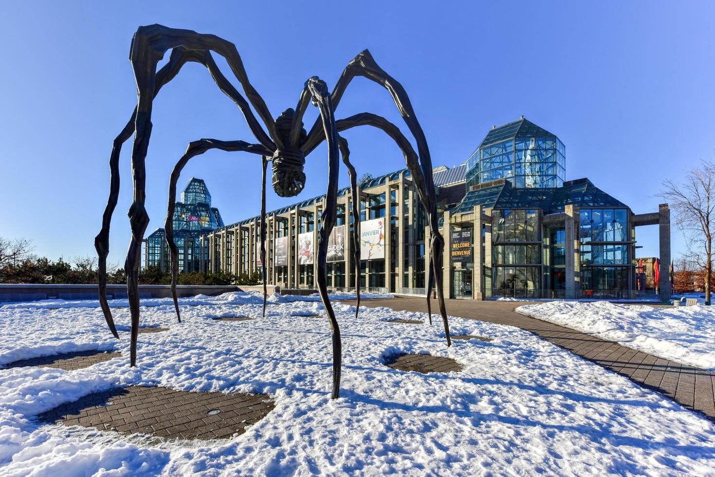 Spider sculpture in front the National Gallery of Canada, located in the capital city Ottawa, Ontario, is one of Canada's premier art galleries, 2022 photo