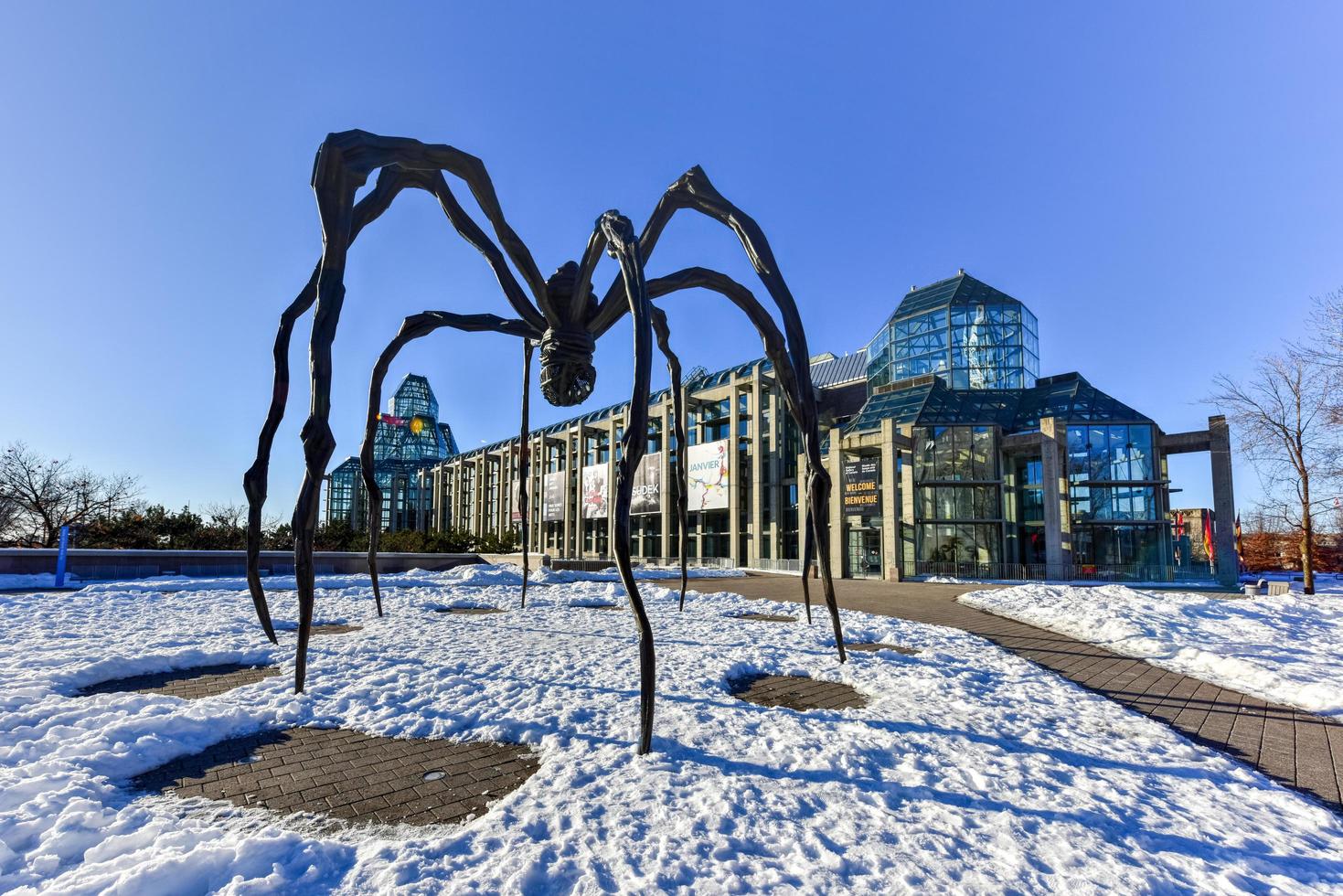 Spider sculpture in front the National Gallery of Canada, located in the capital city Ottawa, Ontario, is one of Canada's premier art galleries, 2022 photo