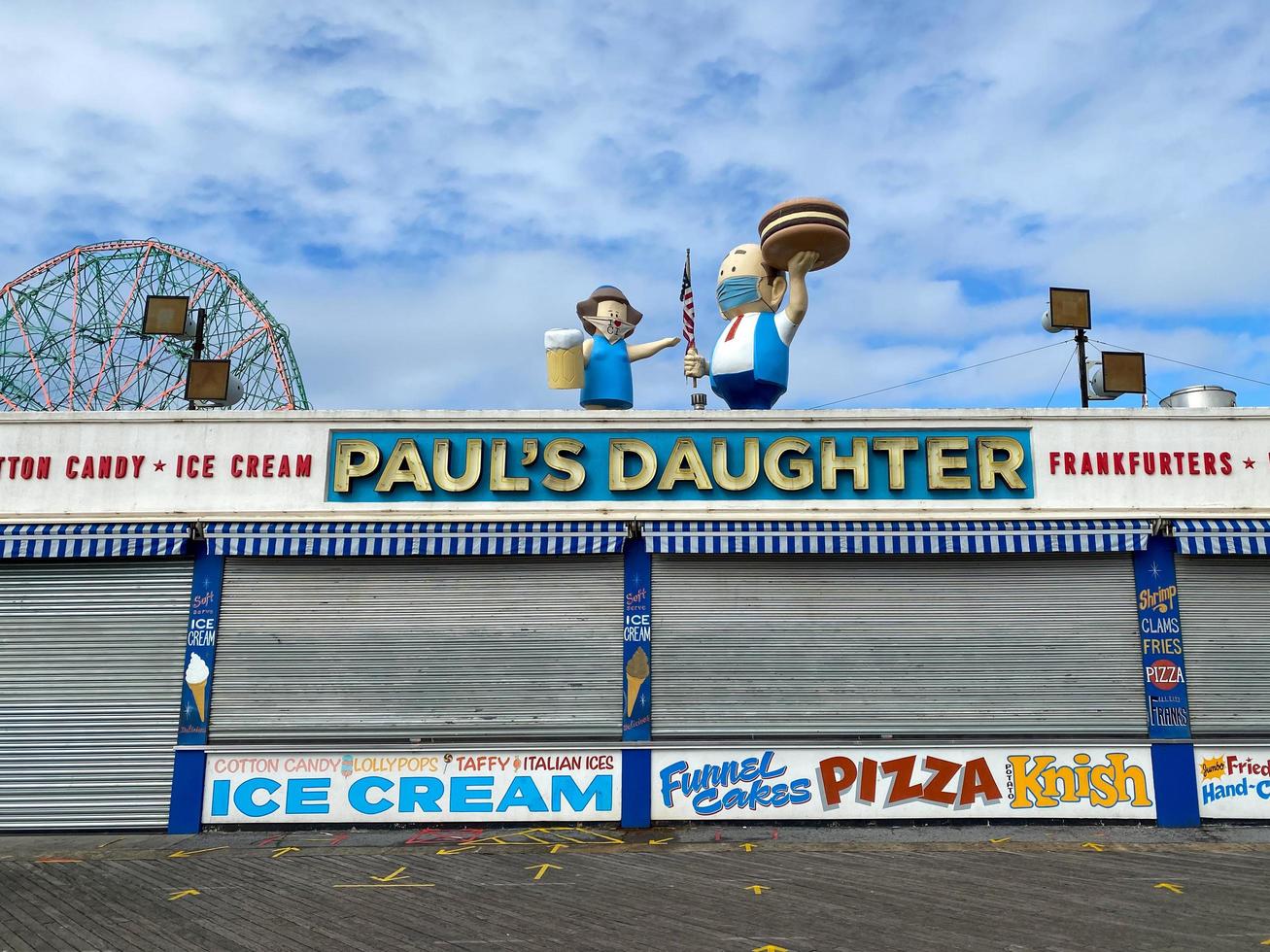 New York City - October 17, 2020 -  Paul's Daughter Restaurant on the Coney Island Boardwalk with social distancing in effect. photo