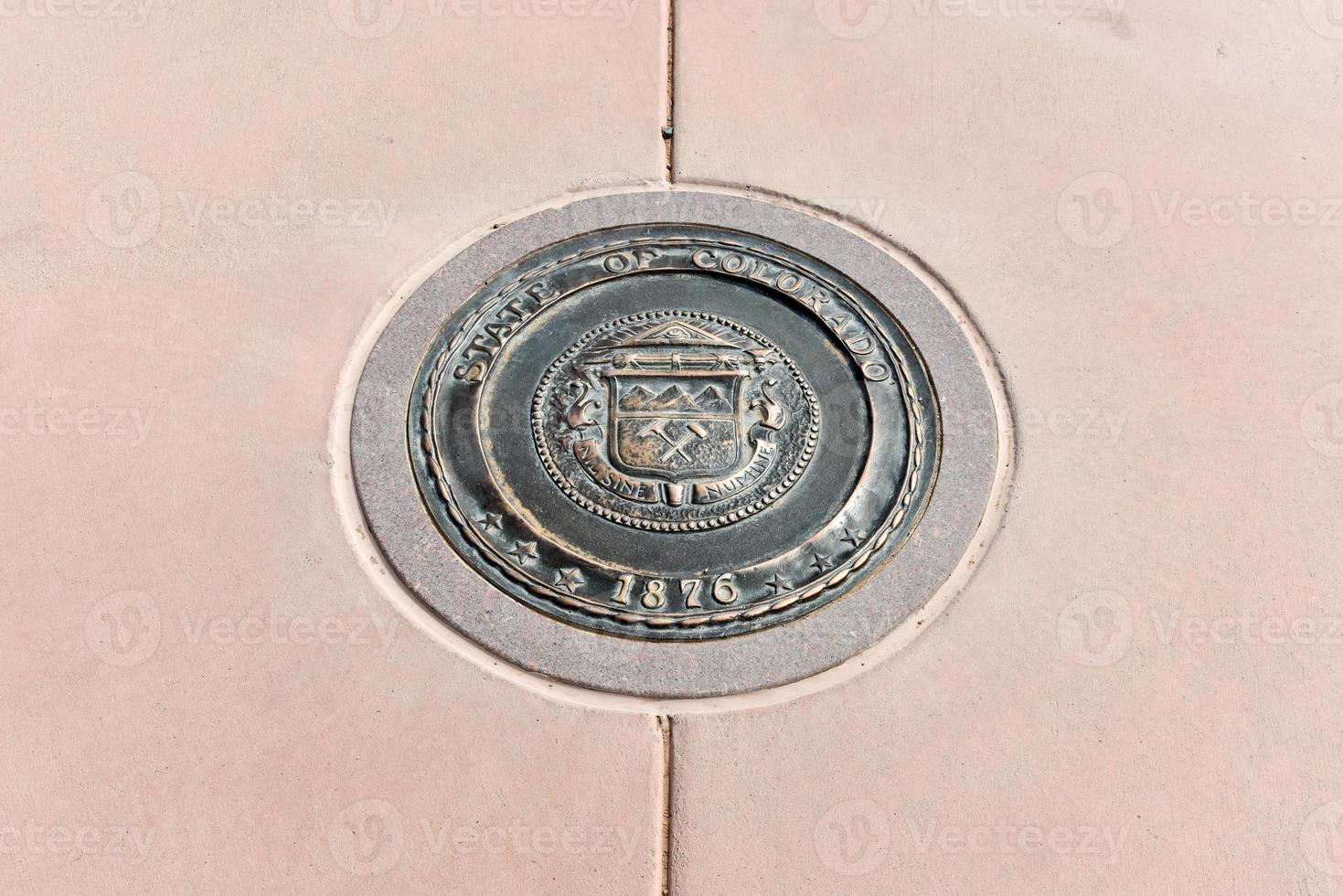 Colorado state seal at the Four Corners Monument. photo