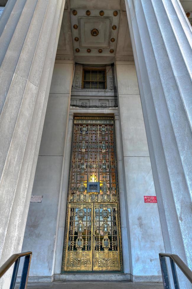 Bronx County Courthouse, also known as the Mario Merola Building, is a historic courthouse building located in the Concourse and Melrose neighborhoods of the Bronx in New York City, 2022 photo