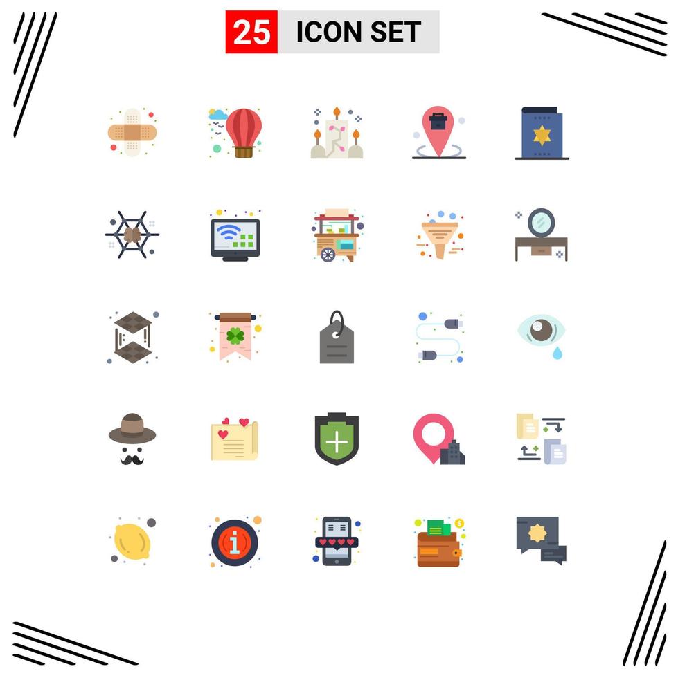 Modern Set of 25 Flat Colors Pictograph of magic halloween light placeholder location Editable Vector Design Elements