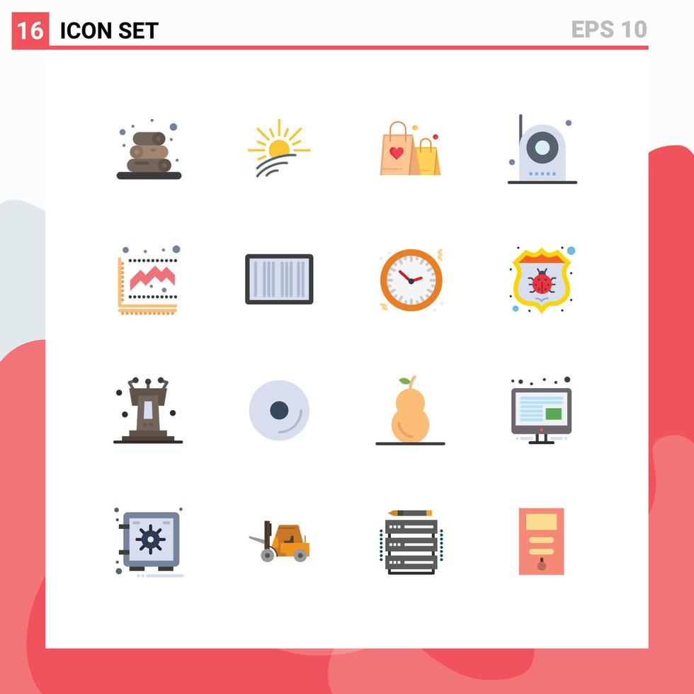 16 Universal Flat Color Signs Symbols of graph equipment love electronic devices Editable Pack of Creative Vector Design Elements