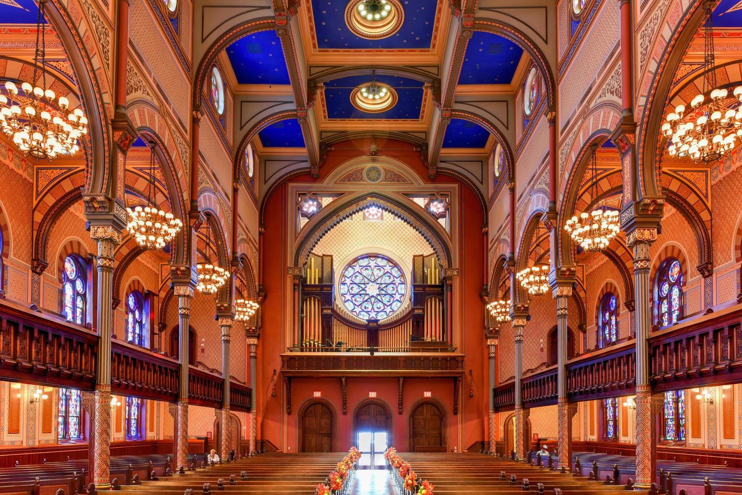 New York City - Oct 11, 2017 -  Central Synagogue in Midtown Manhattan, New York City. It was built in 1870-72 and was designed by Henry Fernbach in the Moorish Revival style. photo