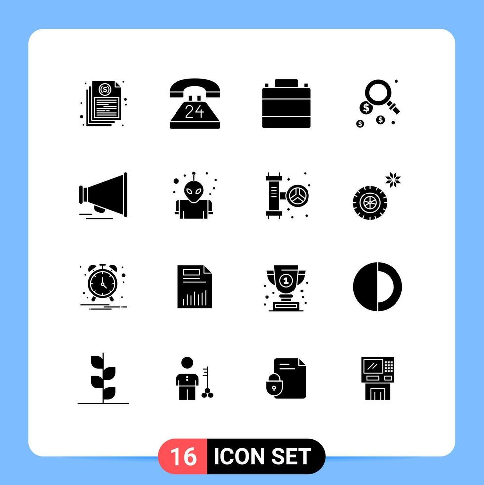 Set of 16 Modern UI Icons Symbols Signs for find dollar contact footwear clothes Editable Vector Design Elements