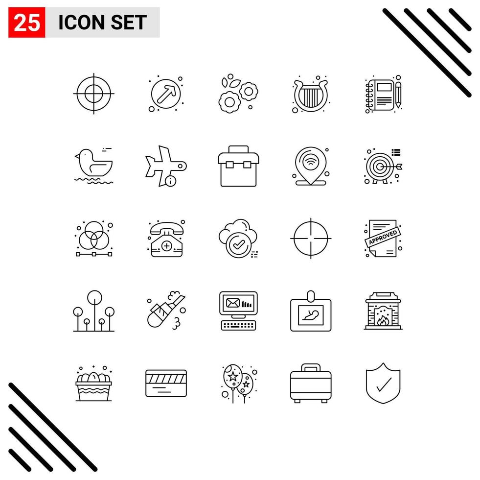 Pack of 25 Modern Lines Signs and Symbols for Web Print Media such as note diary easter patrick ireland Editable Vector Design Elements