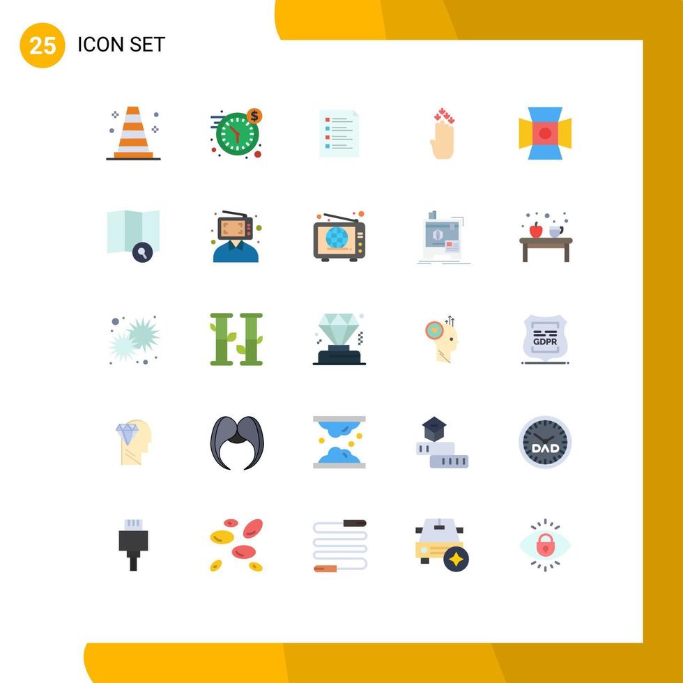 25 Thematic Vector Flat Colors and Editable Symbols of down four check finger task Editable Vector Design Elements