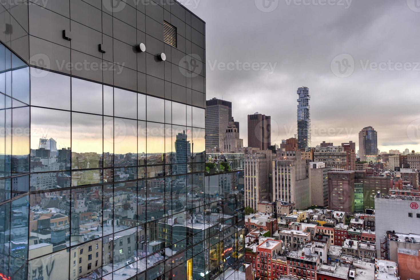Manhattan skyline view in the evening as dusk approaches. photo